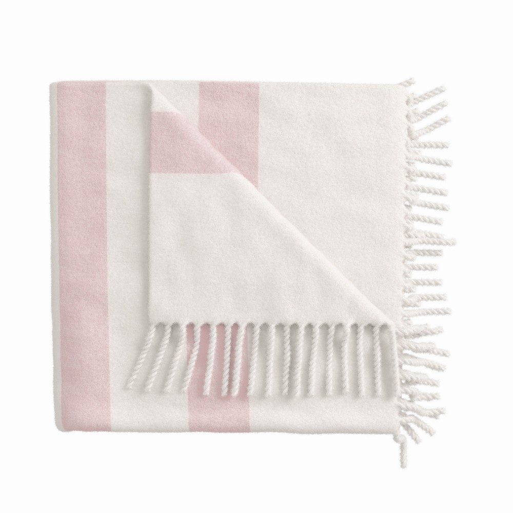 Long Island Vermont Woven Throw by Helena Springfield in White & Pink